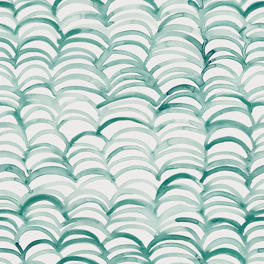 Clarence Wallpaper in Green and White Bohemian Modern