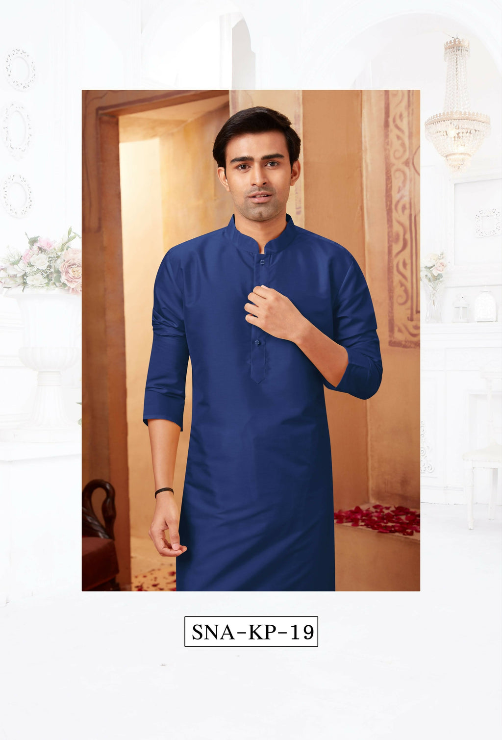 Navy Blue Art Silk Kurta Pyjama - Elegant Boys Ethnic Set