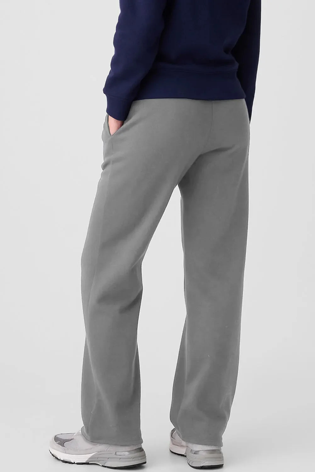 Women's Grey Drawstring Relaxed Fit Lounge Pants with Pockets - Image 3