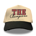 The Mother In Law hat in beige, black, and red cotton with Last Stand branding.