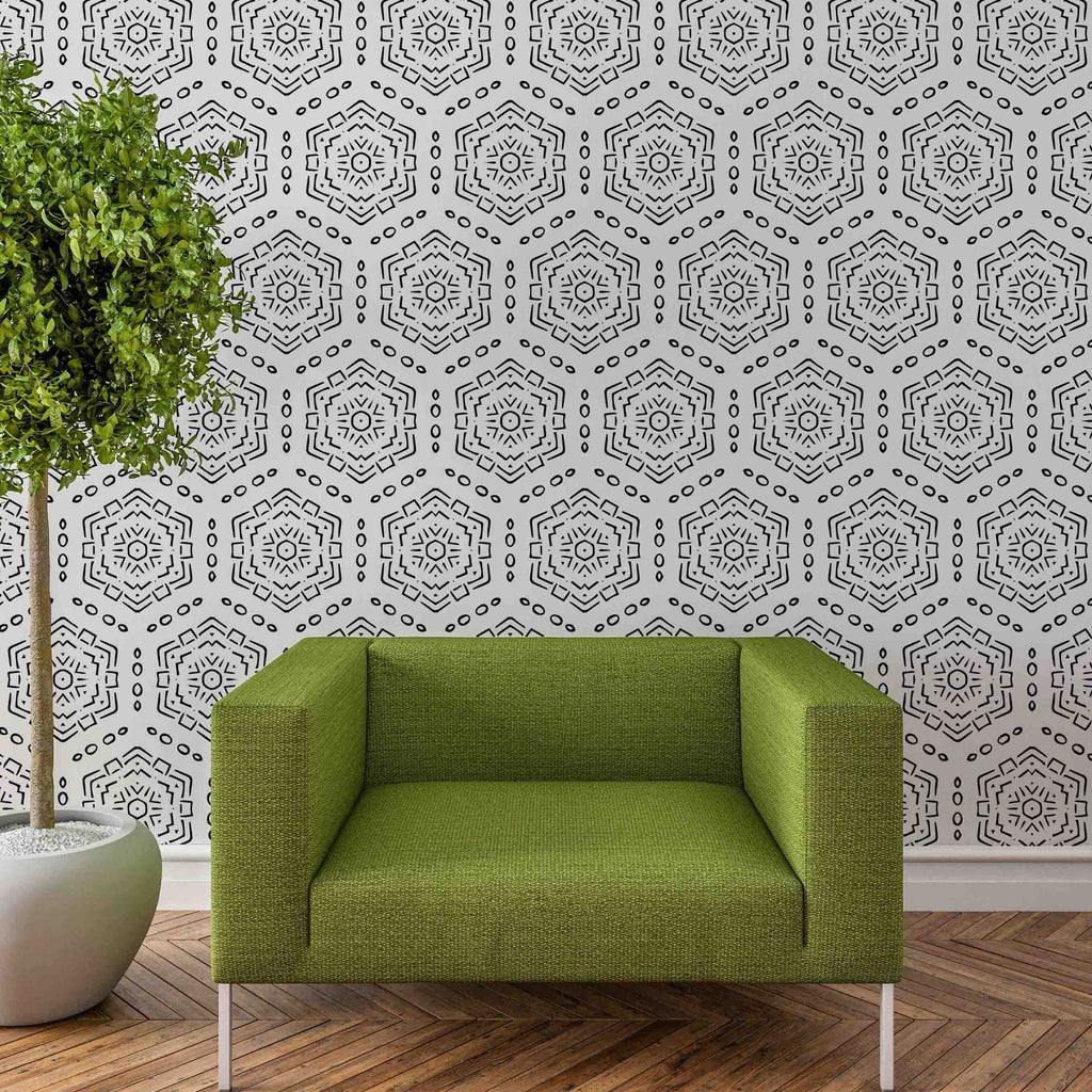 Jett Geometric Wallpaper in Black and White Modern Minimalist