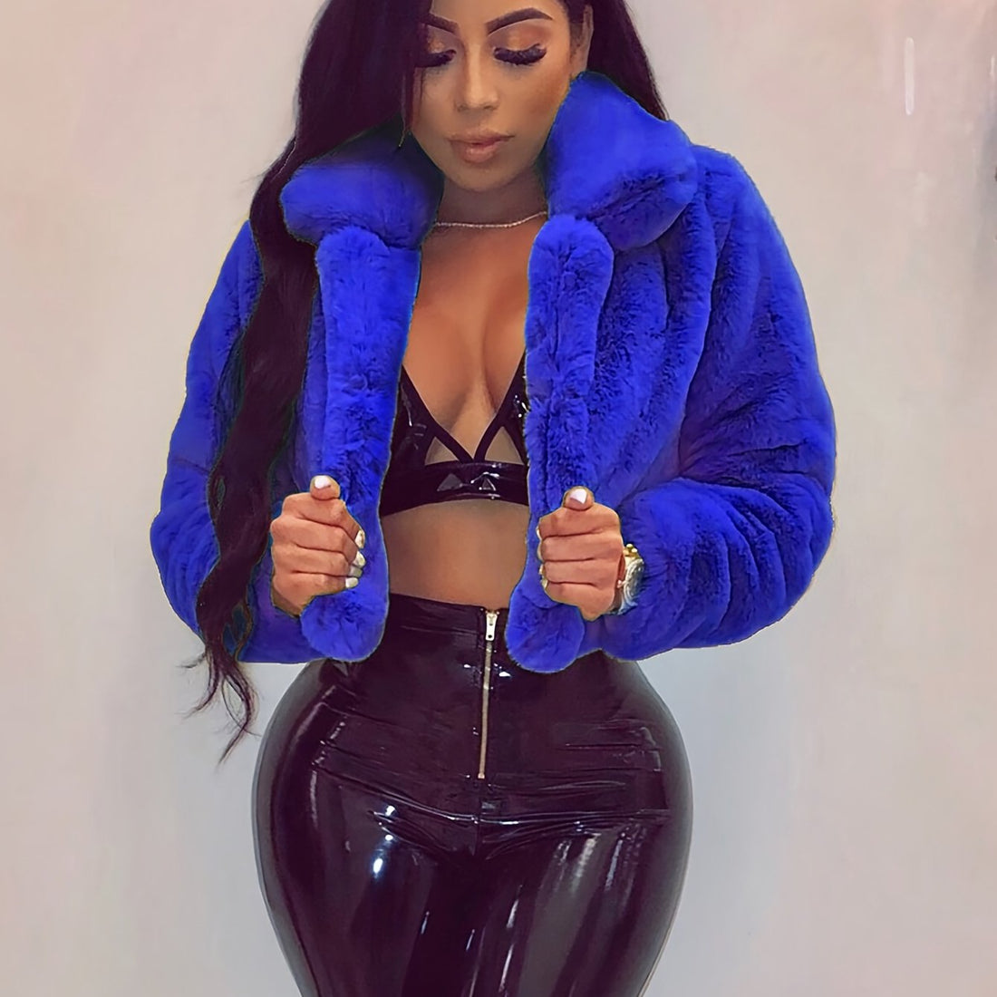 Cozy Chic Faux Fur Collar Cardigan Jacket