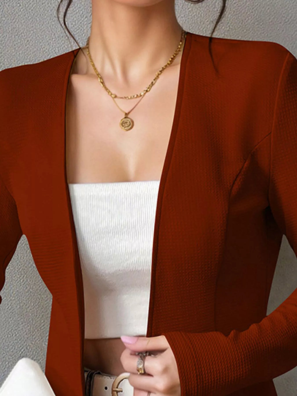 One Button Long Sleeve Blazer