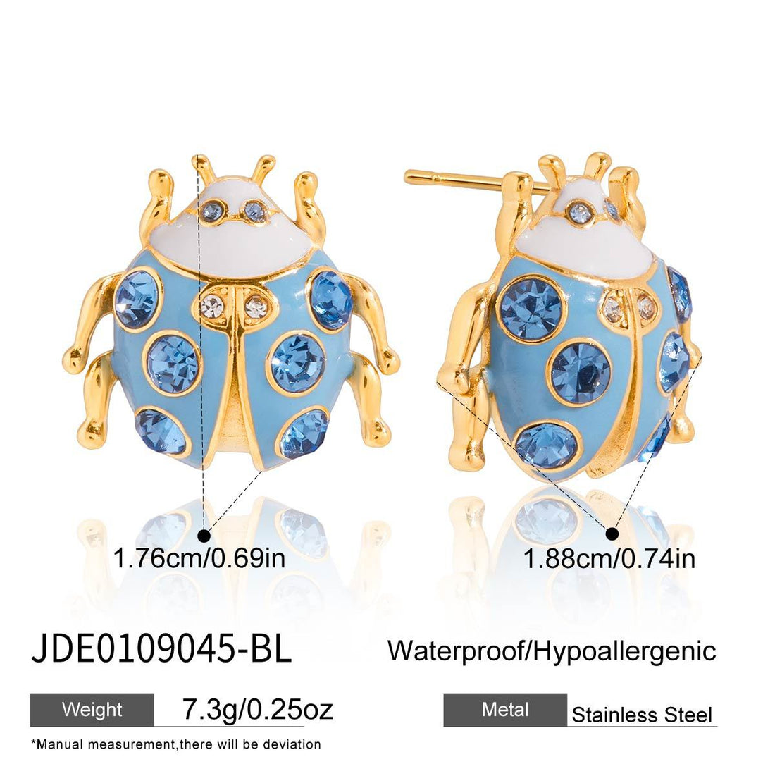 Colorful Insect Stud Earrings with Zircon Accents