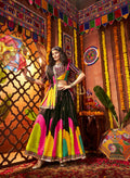 Monjolika Fashion Traditional Printed Black Gajji Silk Lehenga Choli For Navratri