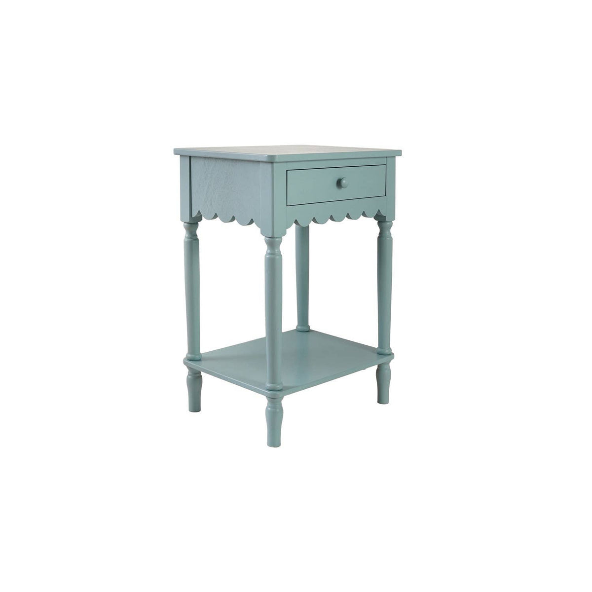Wood Scalloped Side Table in Blue