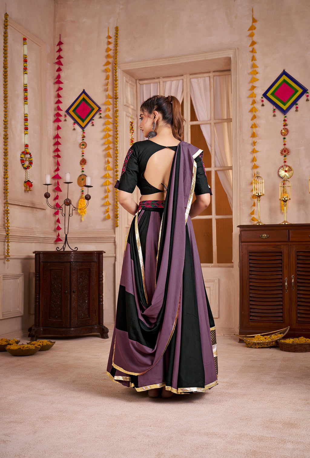 Multicolor Viscose Cotton Navratri Chaniya Choli Festive Lehenga