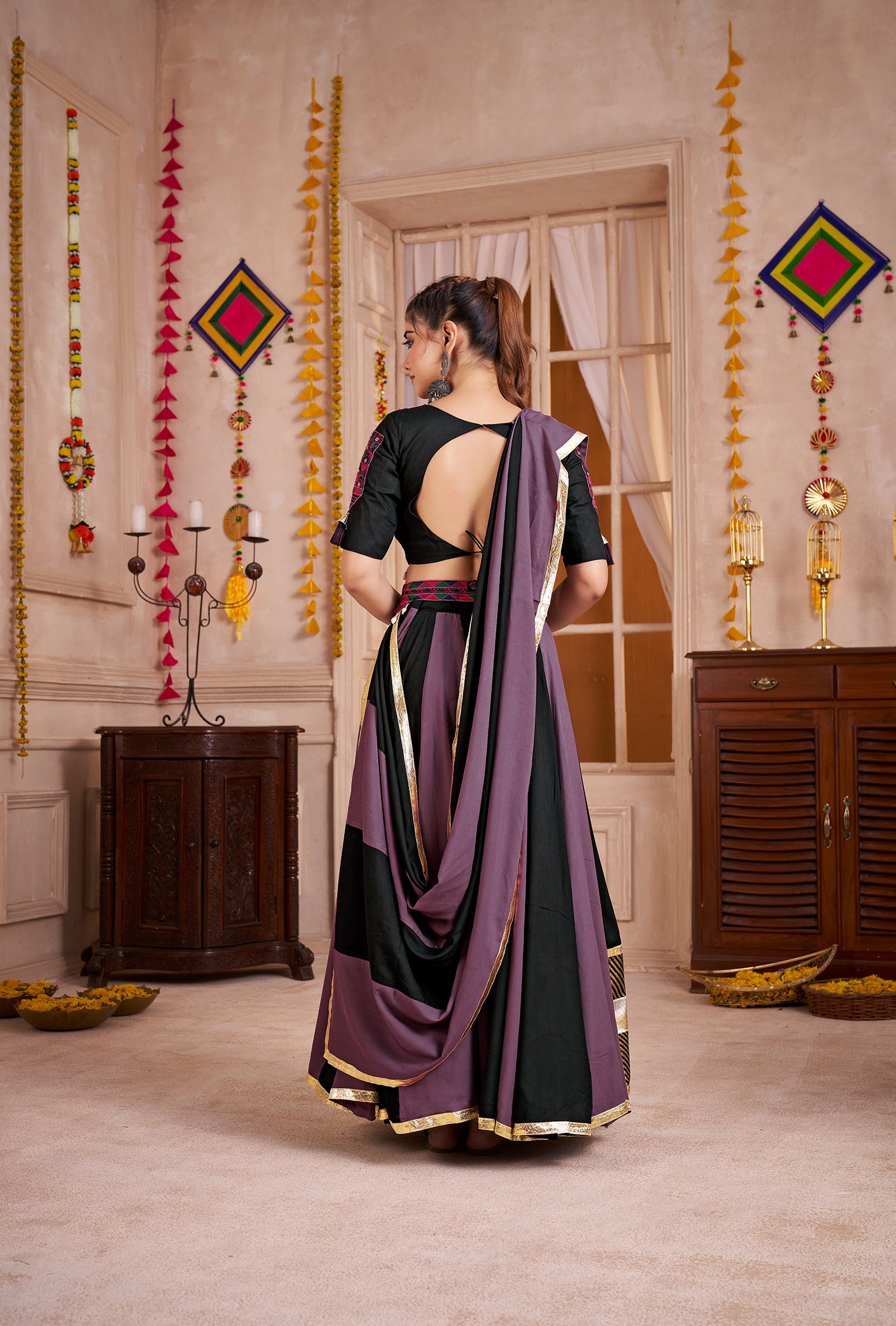 Multicolor Viscose Cotton Navratri Chaniya Choli Festive Lehenga