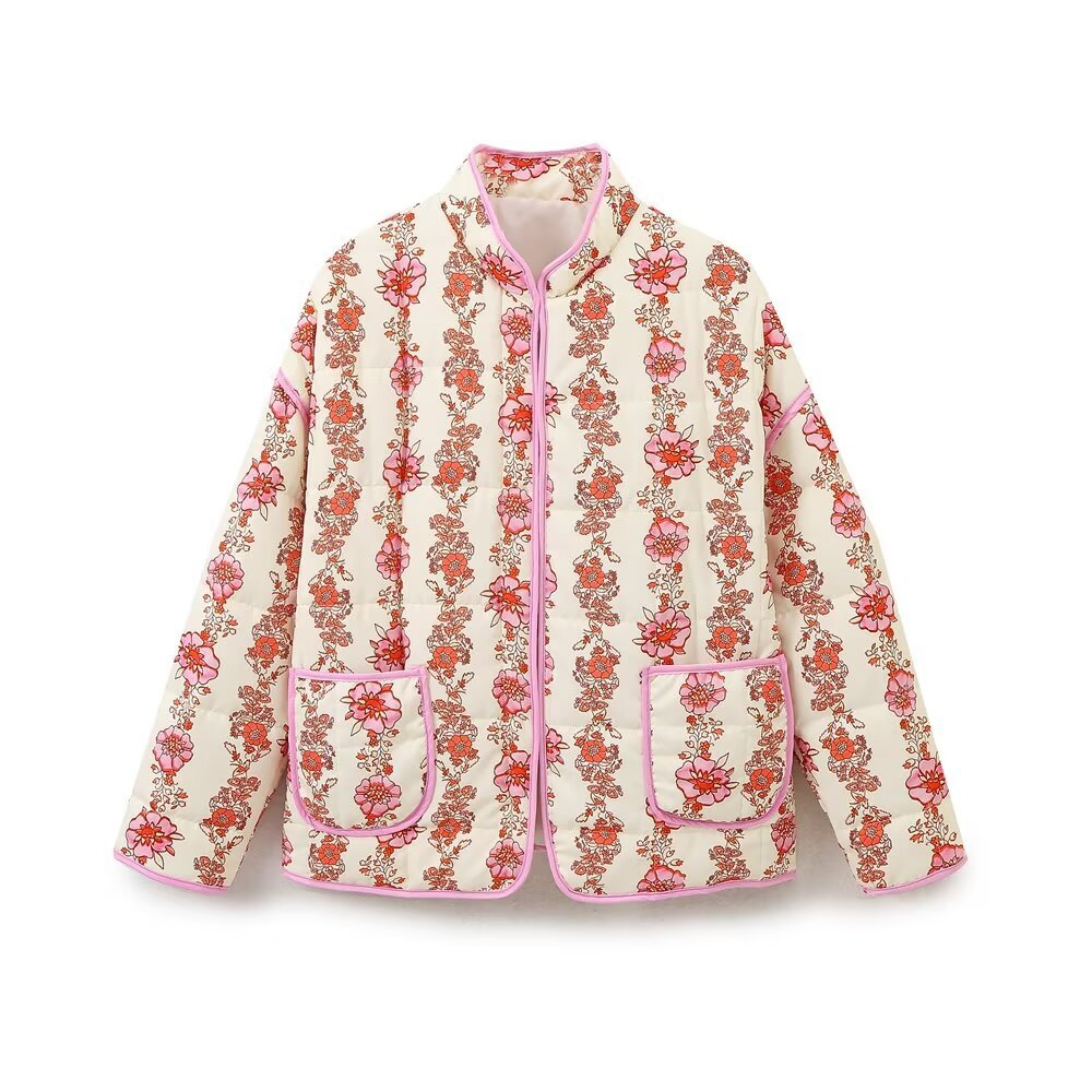 Women's Harajuku Floral Quilted Cotton Jacket - Casual & Chic Outerwear - Image 3