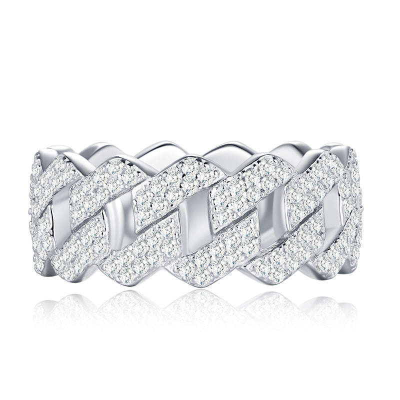 S925 Silver Ring Clasp With Cubic Zirconia Quadrilateral Shape