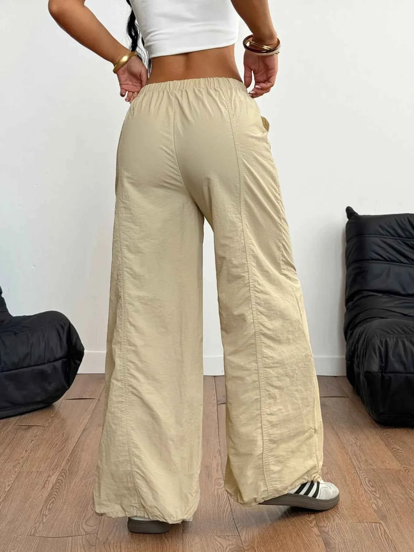 Drawstring Wide Leg Cargo Pants