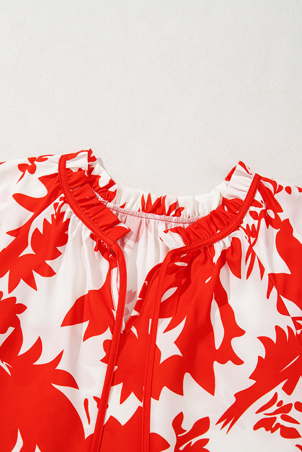 Plant Tiered Ruffle Sleeve V-Neck Blouse | Botanical Print