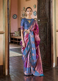 Monjolika Fashion Magenta Zari Woven Work Silk Indian Traditional Wear Saree