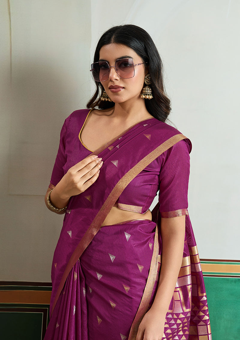 Purple Handloom Weaving Silk Saree for Festival Wear