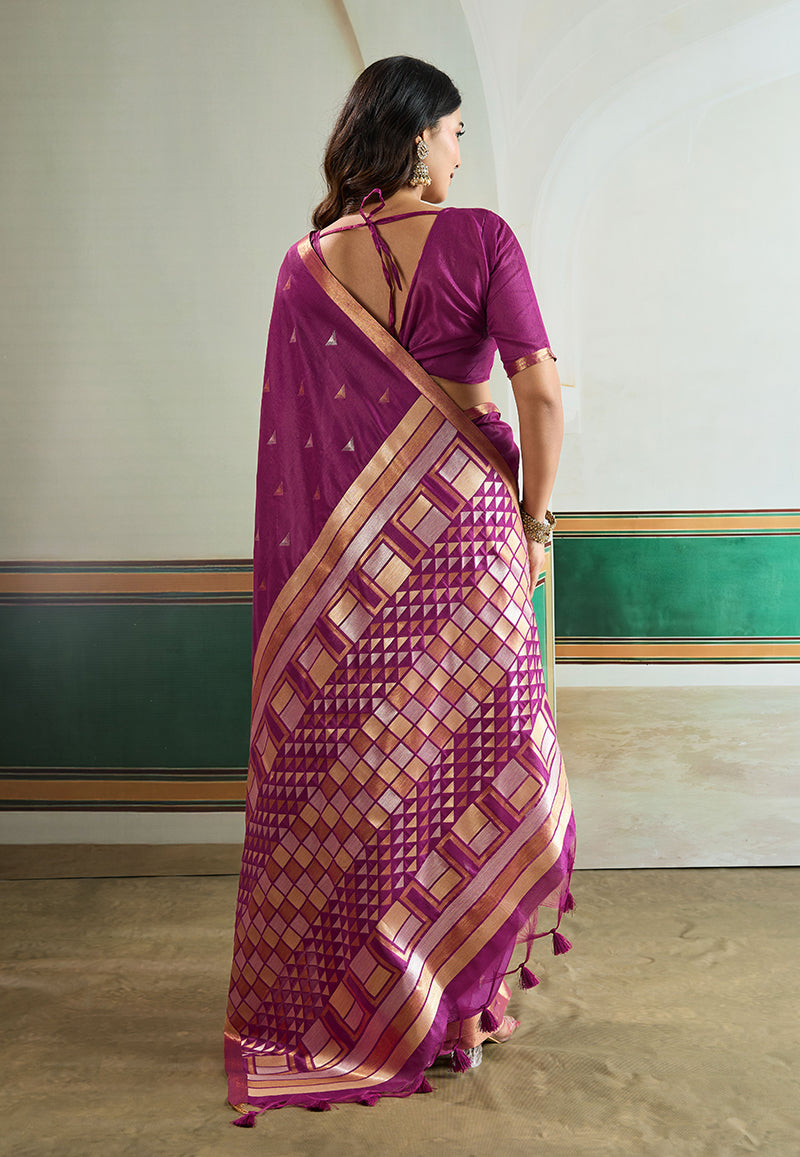 Purple Handloom Weaving Silk Saree for Festival Wear