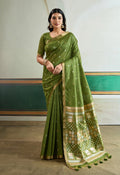 Monjolika Fashion Green Handloom Weaving Silk Festival Wear Saree