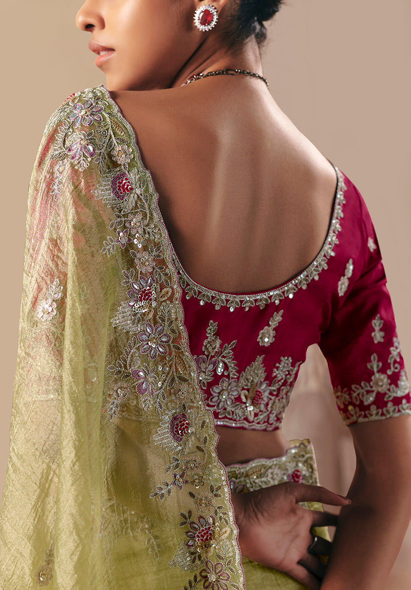 Monjolika Fashion Embroidered Pear Fancy Fabric Party Designer Saree