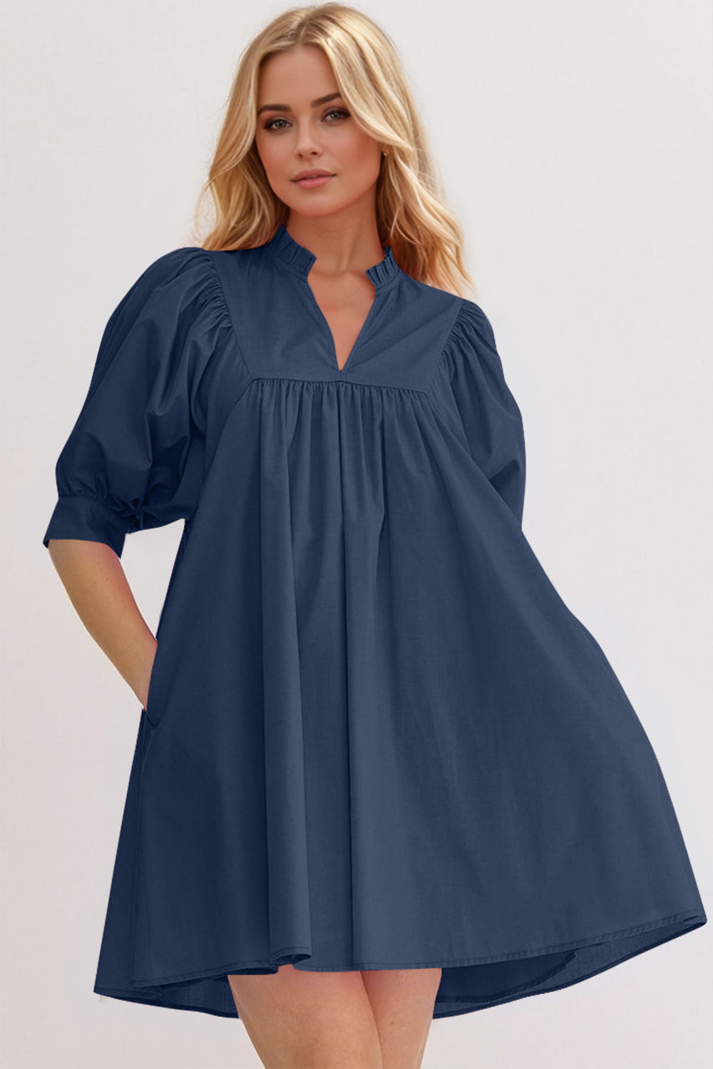 Pink Puff Sleeve Mini Dress – Casual Feminine Summer Dress