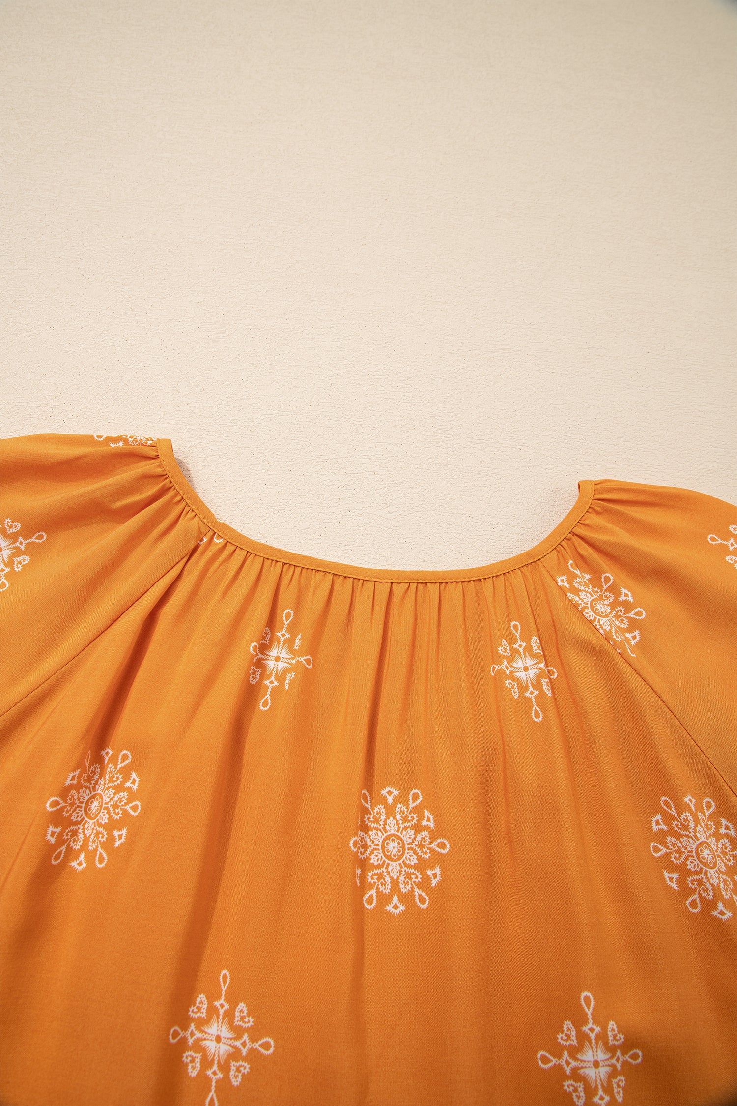 Yellow Boho Floral V-Neck Short Sleeve Top | Viscose