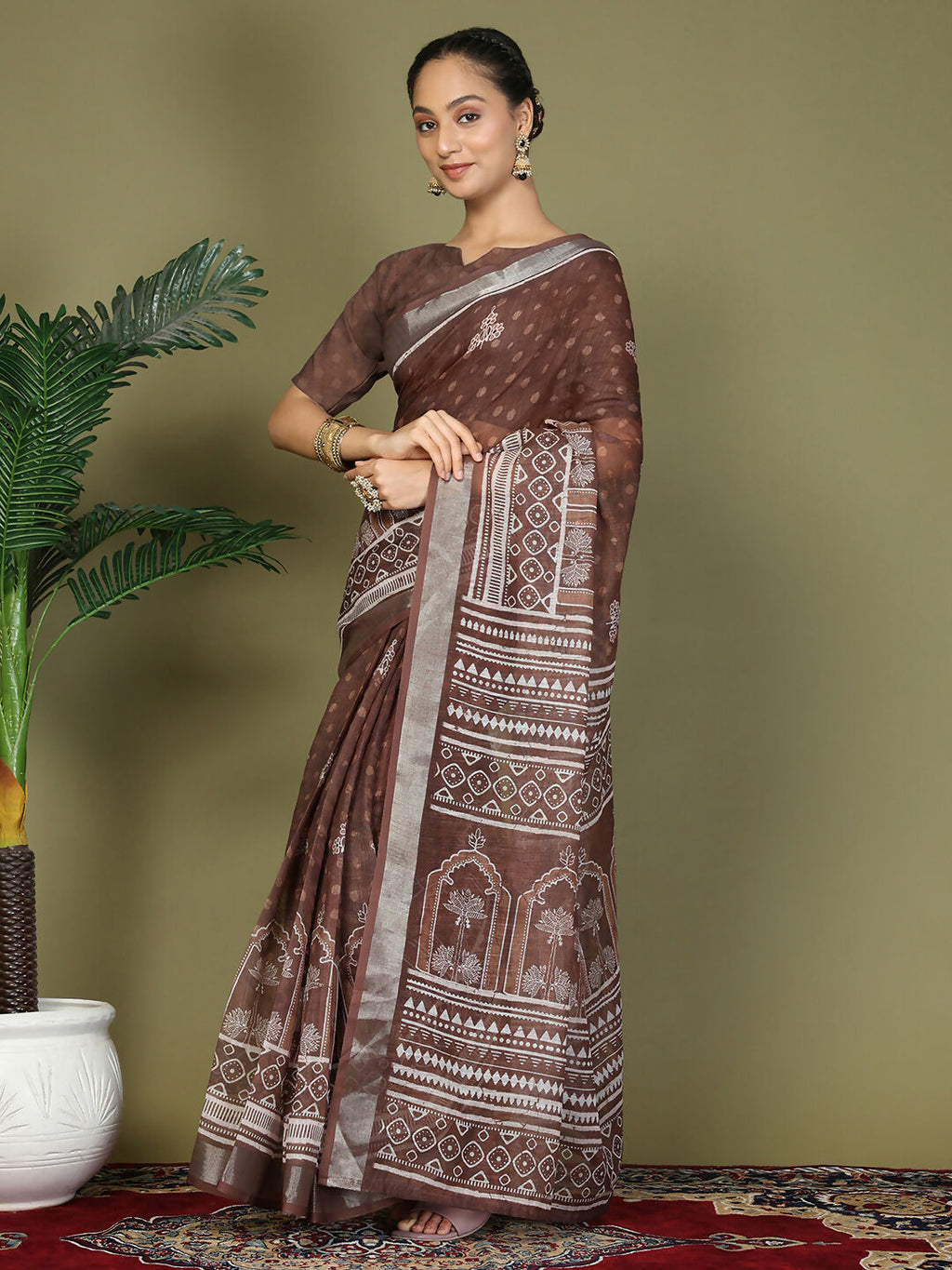Versatile Brown Cotton Saree for Everyday Elegance