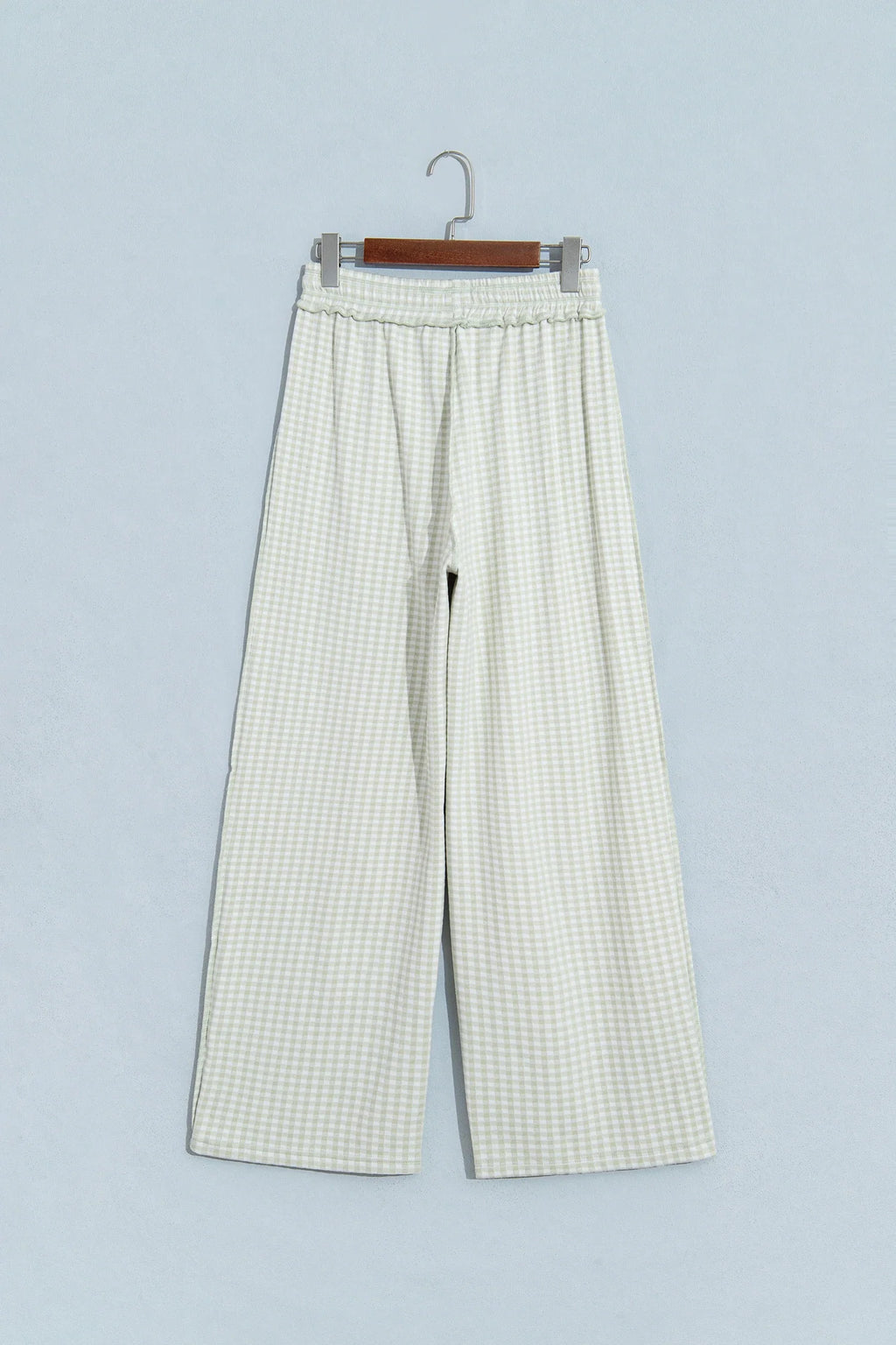 Plus Size Gingham Exposed Seam Drawstring Elastic Waist Pants