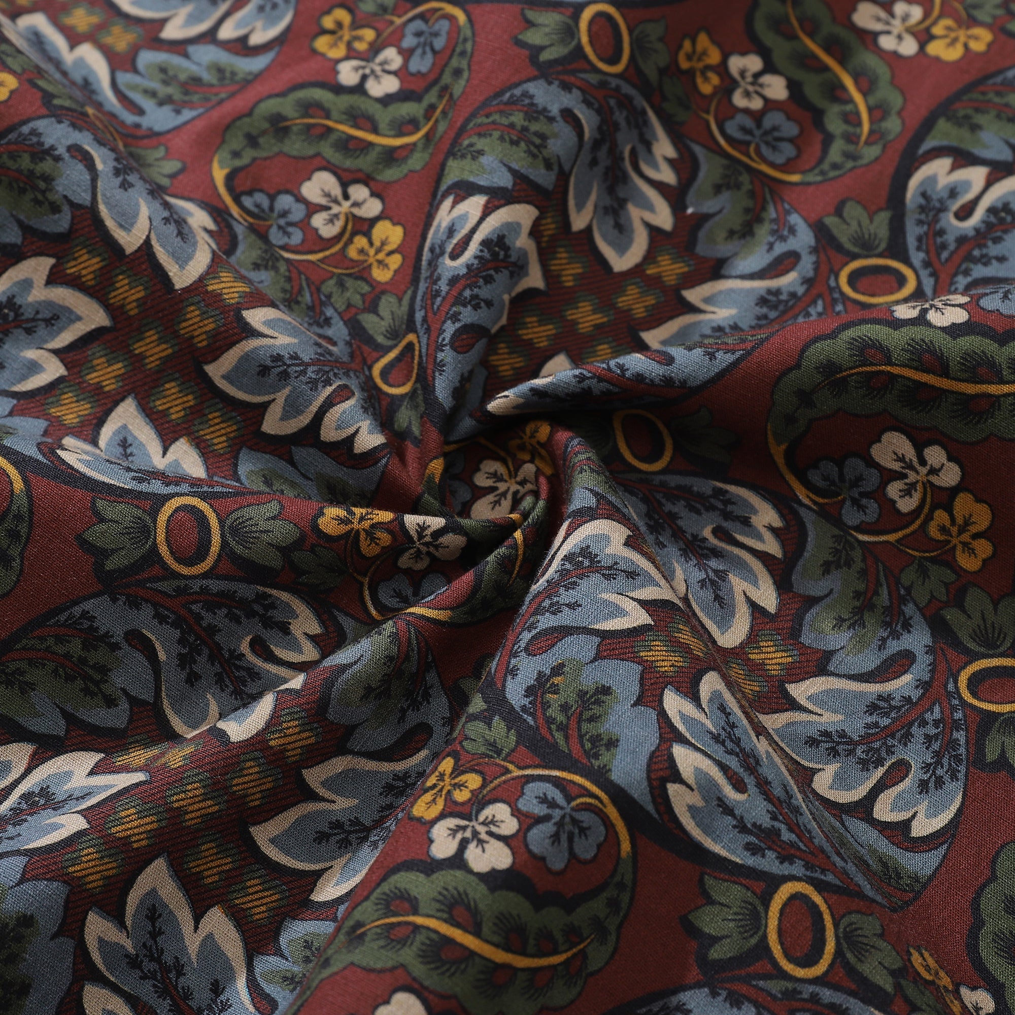 Vintage Hawaiian Camp Collar Shirt with Lotus Leaf Print