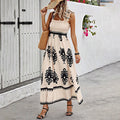 Women’s Wide Strap Printed Maxi Dress Boho Beach Vacation Style - Image 8