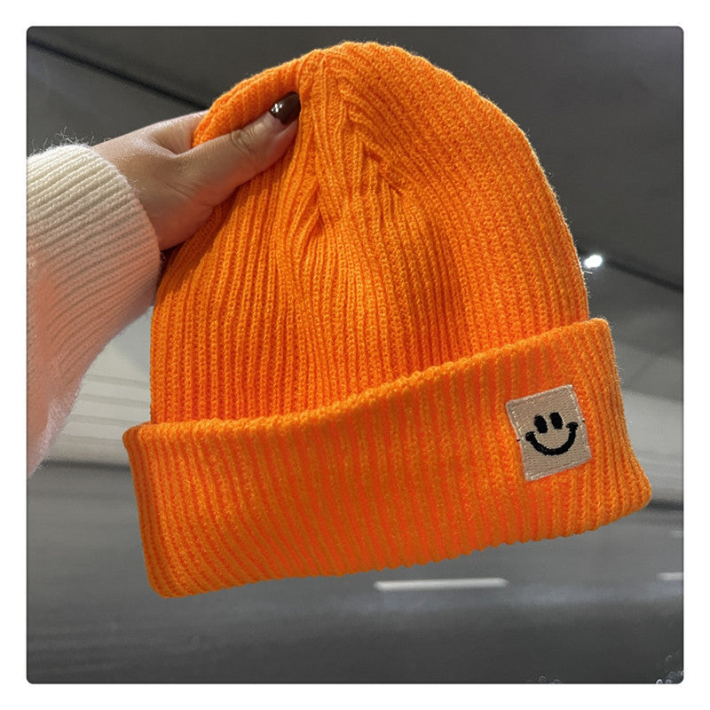 Women’s Knitted Smiley Face Beanie - Warm Winter Cuffed Hat - Image 9