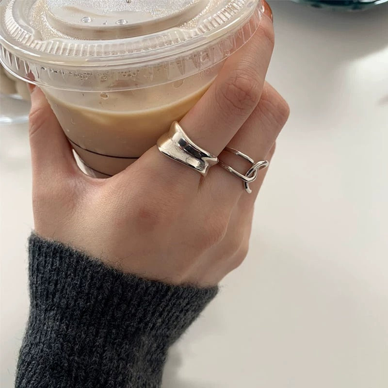 Japanese Light Luxury INS Niche Design Ring, Fashionable Retro Minimalist Open Ring For Women