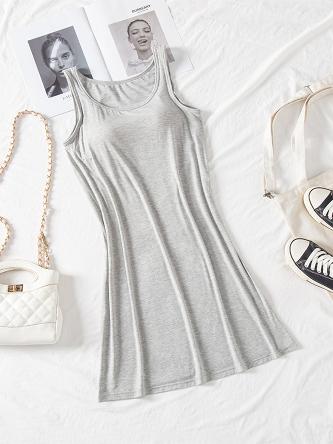 Minimalist Sleeveless Mini Dress with Built-In Bra Support