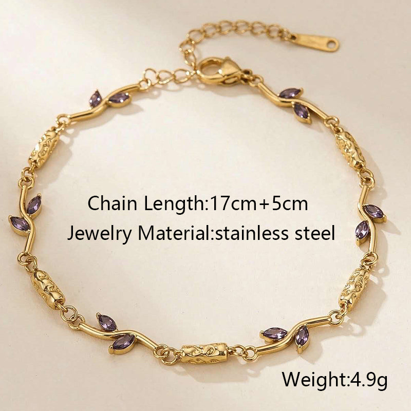Stainless Steel Inlaid Zircon Flower Series Bracelet
