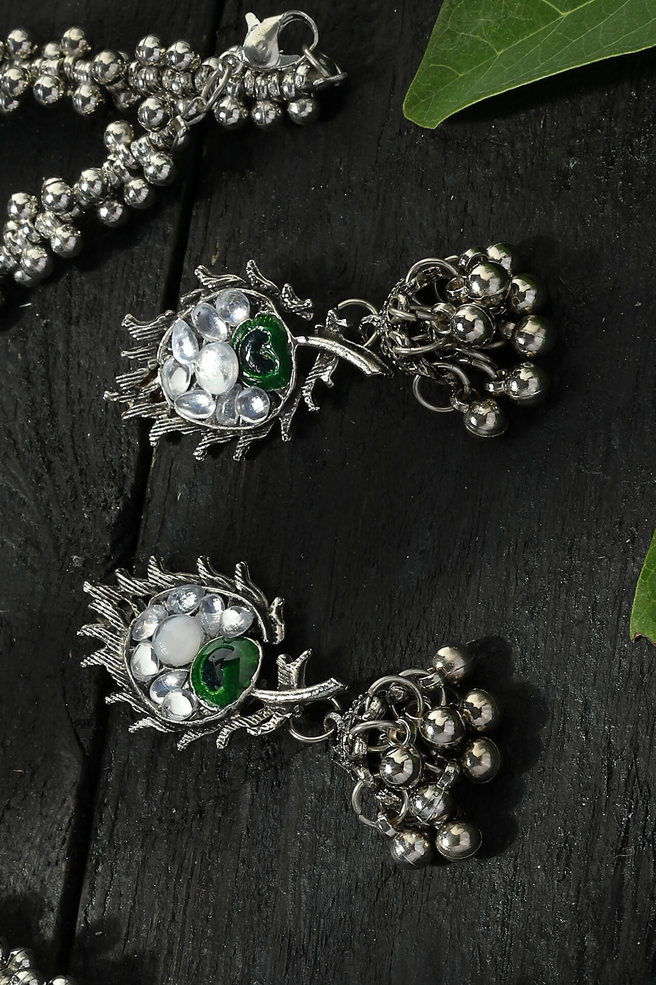 Oxidised Silver-Plated Bansuri Long Necklace for Women