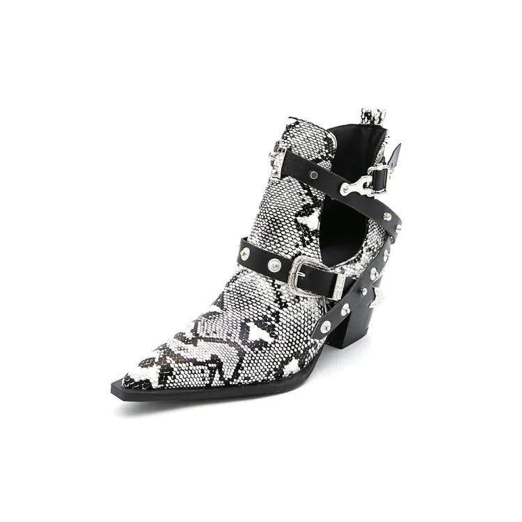Women's Western Ankle Boots - Pointed Toe, 5CM Heel