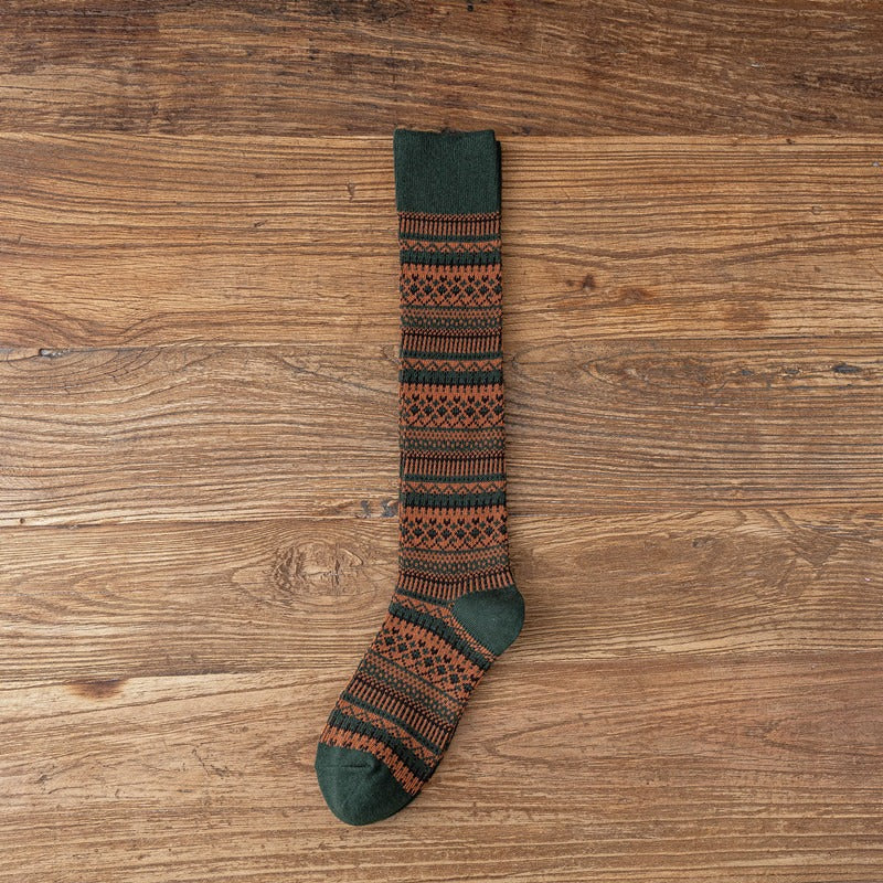 Women's Harajuku Ethnic Striped Cotton Knit Knee Socks - Image 5