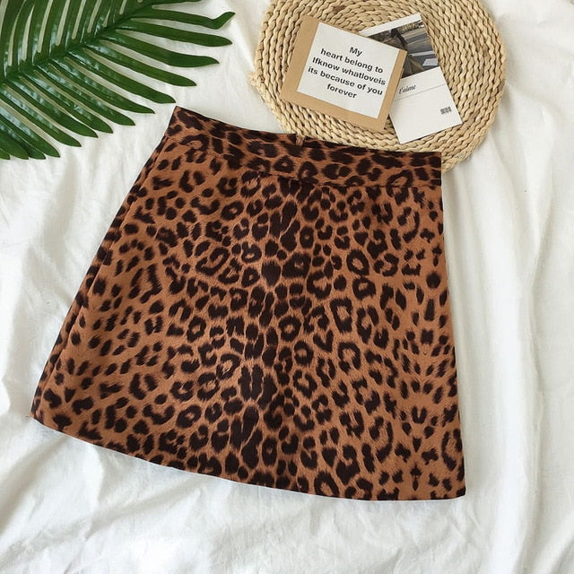 Women's High-Waisted A-Line Leopard Print Mini Skirt - Image 7