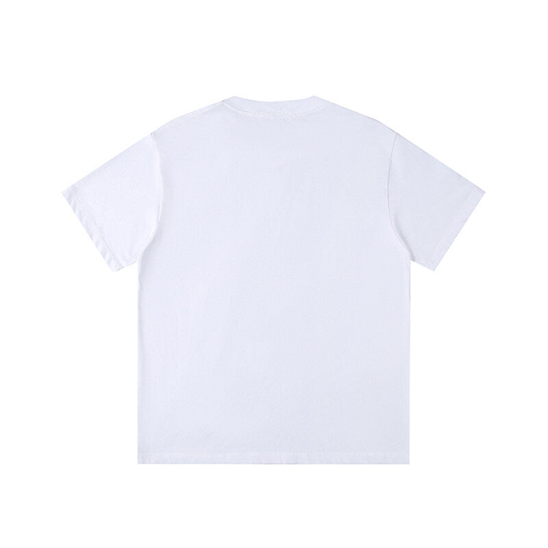 White Loose Fit Letter Print Short Sleeve T-Shirt for All - Image 2