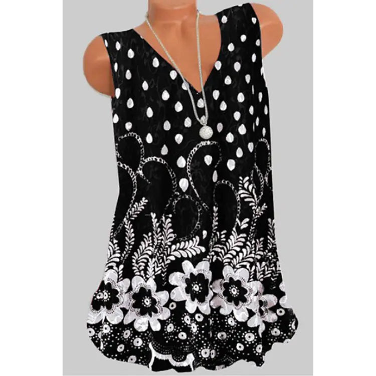 Women's Floral Pattern V-Neck Sleeveless Tank Top Summer Vest - Image 30