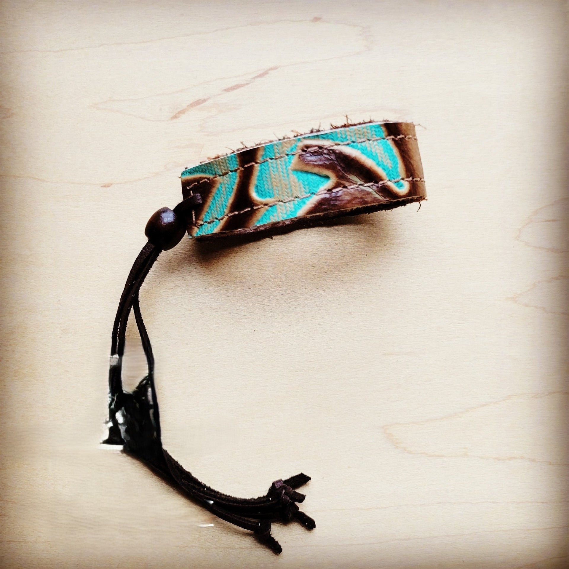 Women's Narrow Leather Cuff Bracelet Turquoise