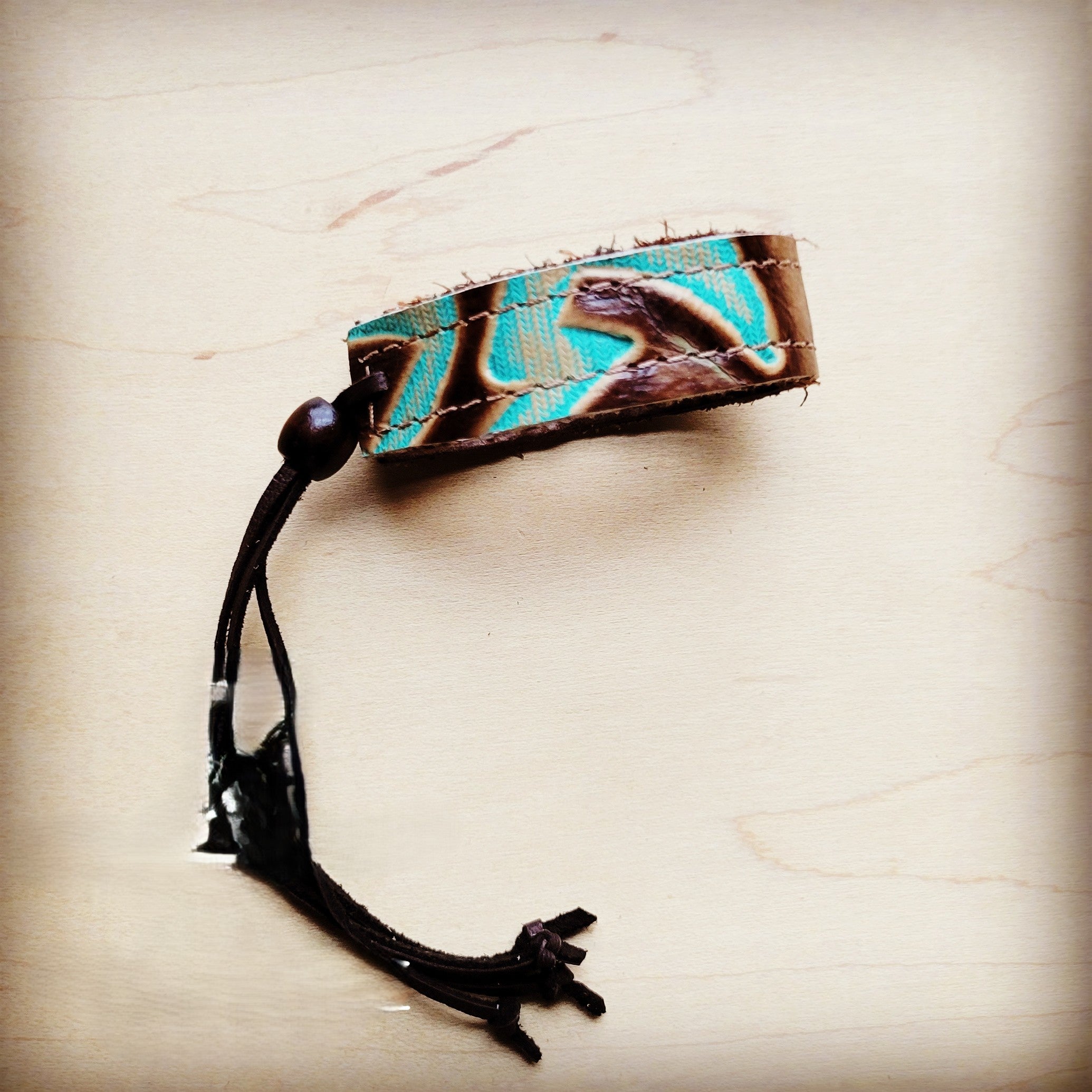 Women's Narrow Leather Cuff Bracelet Turquoise