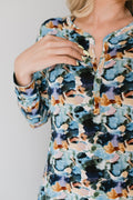 Women's Long Sleeve Bamboo Pajama Set in Watercolor Charli Print