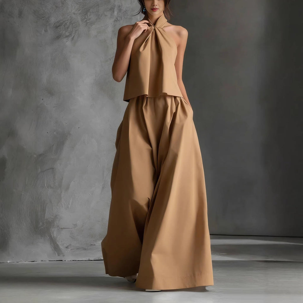 Women's Halter Neck Top and Wide Leg Pants Two Piece Set - Image 5