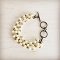 Champagne Pearl Triple Strand Beaded Bracelet 812a