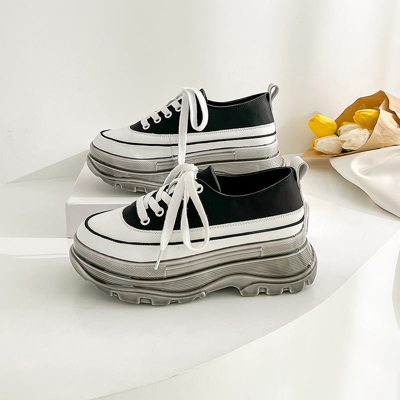 Women's Canvas Platform Sneakers - Casual Lace-Up Chunky Sole - Image 6