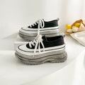 Women's Canvas Platform Sneakers - Casual Lace-Up Chunky Sole - Image 6