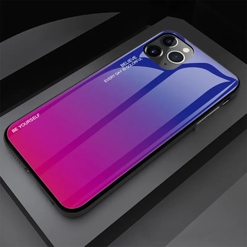 Gradient Tempered Glass Phone Case with Drop Protection