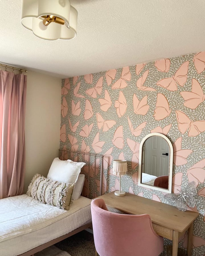 Ellie Removable Wallpaper in Blush Pink and Sage Green Bohemian