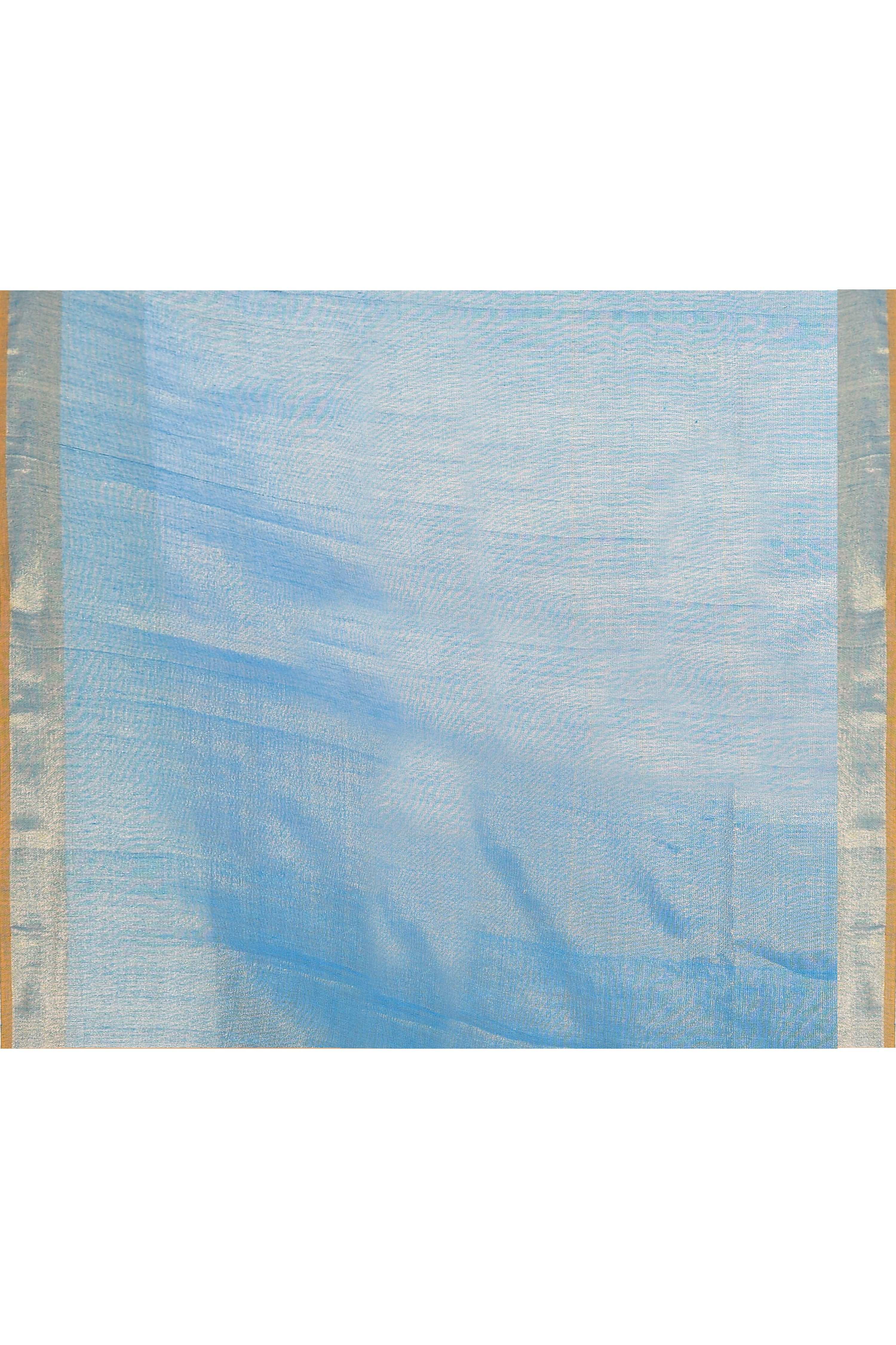 Sky Blue Embellished Tissue Jamdani Saree for Elegant Occasions