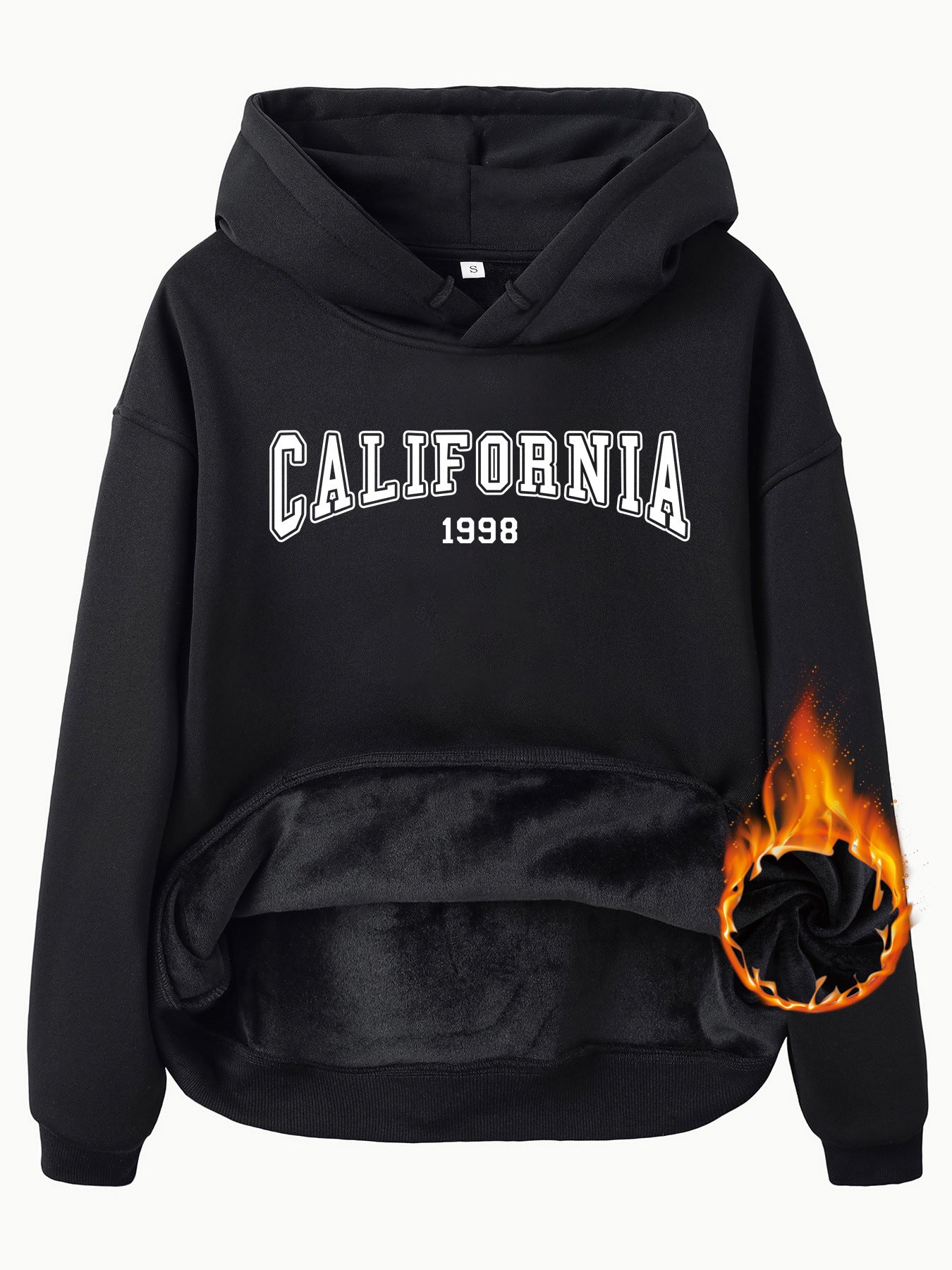 Women's California 1998 Print Fleece Hoodie - Gray & Black - Image 8
