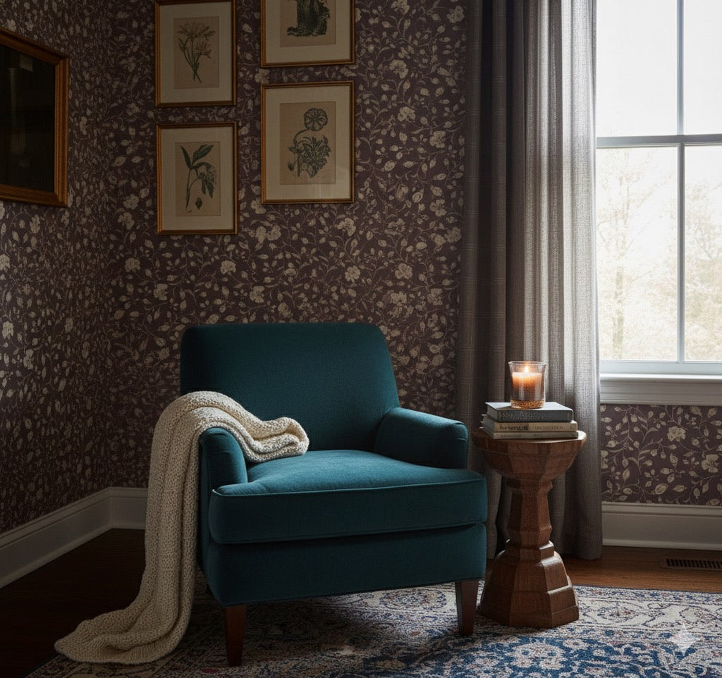 Vallie Floral Wallpaper - Sage Green, Off-White & Beige