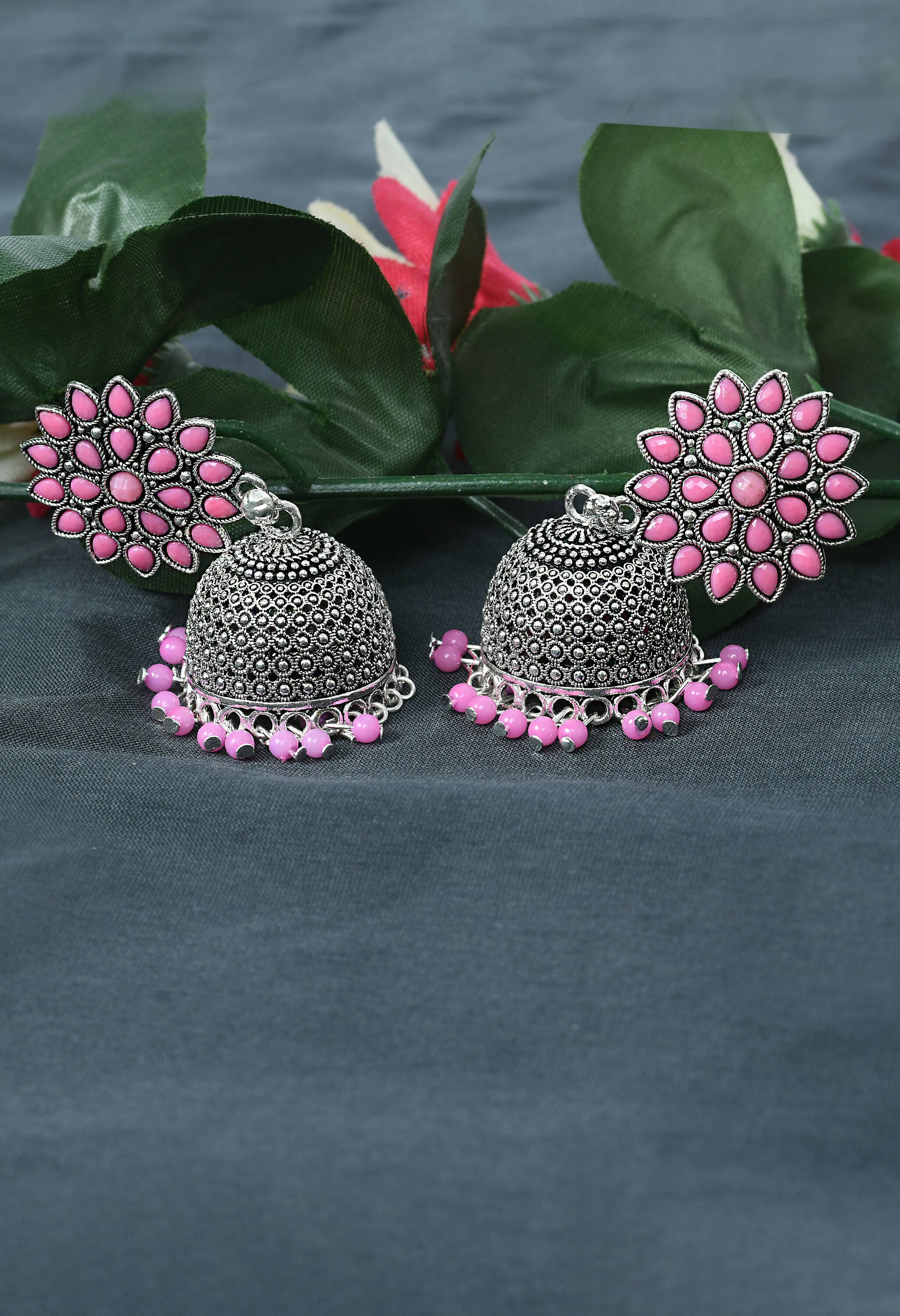 Baby Pink Kundan Jhumka Earrings for Toddlers and Girls